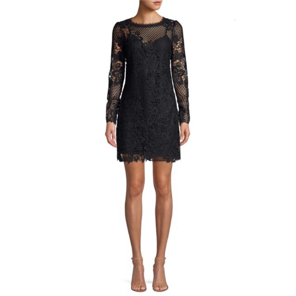 Joie Hemera Black Lace Long Sleeve Mini Dress | Size 12 NWT | Elegant Cocktail